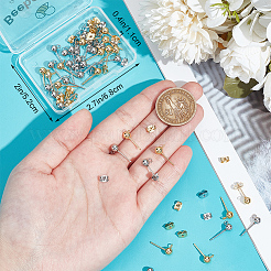 40 шт. 2 стиля 202 и 304 нержавеющая сталь круглых шариковых сережек-гвоздиков&nbsp;STAS-BBC0004-80