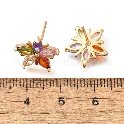 Pendientes de tuerca de circonio cúbico con micro pave de latón&nbsp;X-EJEW-R018-10G-03