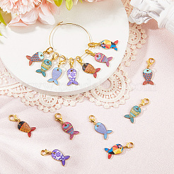 14 шт. 7-х цветные эмалевые подвесные маркеры для фиксации стежков&nbsp;HJEW-SC00174