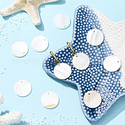 32 шт. плоские круглые/дисковые подвески из натуральной пресноводной ракушки&nbsp;SHEL-SC0001-98A