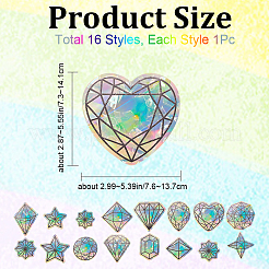 16шт красочные наклейки на электростатическое стекло с радужной призмой 