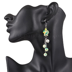 Серьги-подвески в виде морской звезды из синтетической бирюзы 304 из нержавеющей стали EJEW-JE06514-02