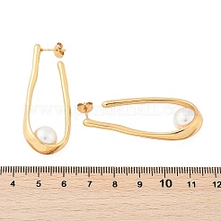 Серьги-гвоздики из нержавеющей стали 304 с имитацией жемчуга EJEW-M070-10G