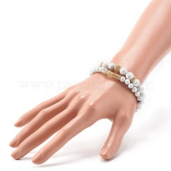 Set di bracciali elastici con perline rotonde di howlite naturale&nbsp;BJEW-JB06980-01