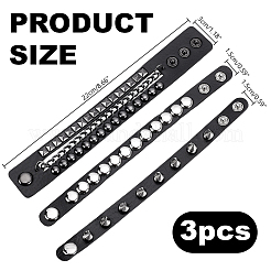 3шт. браслеты из искусственной кожи в стиле панк&nbsp;BJEW-WH0014-076A