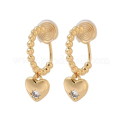 Серьги-клипсы в форме сердца из латуни с микропаве из прозрачных кубических цирконий EJEW-K286-12G