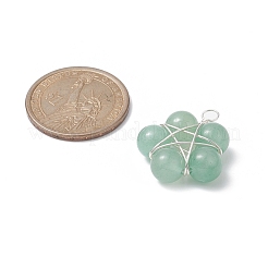 Подвески из латунной проволоки с натуральными драгоценными камнями&nbsp;PALLOY-TA00033-02