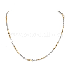 3 шт. 3 стильных двухцветных ожерелий из нержавеющей стали 304 с панцирной цепочкой и цепочкой-кабелем для женщин и мужчин NJEW-JN05568