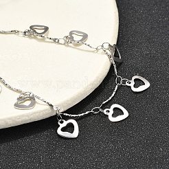Браслеты с подвесками в виде сердца из нержавеющей стали 304 BJEW-R021-03P