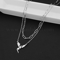 Двухслойные ожерелья с подвеской в виде дракона из нержавеющей стали 304 для женщин и мужчин FS-WG343CC-02