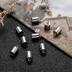 変色しにくい304ステンレススチールコードエンド  エンドキャップ  ステンレス鋼色  10x6mm  穴：2mm  内径：5mm&nbsp;STAS-M242-03