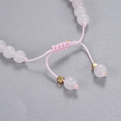 Натуральный розовый кварц плетеный браслет из бисера BJEW-JB04210-01