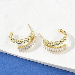 Серьги-гвоздики из латуни с микропаве и цирконием EJEW-M082-16G-02