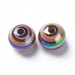 ストライプ柄樹脂ビーズ  ABカラー  ロンデル  ココナッツブラウン  15.5~16x13.5~14.5mm  穴：2.5~3.5mm&nbsp;LS-RESI-B014-01B-07