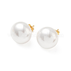 Orecchini a perno da donna in ottone e plastica ABS con perle artificiali.&nbsp;PL-CBA760A-14C-G01