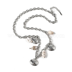 Летние пляжные ожерелья из нержавеющей стали 304 и ракушек&nbsp;NJEW-Z061-09P