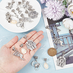 Подвески для волос в тибетском стиле из сплава и раковины каури&nbsp;OHAR-AB00014