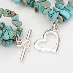 Braccialetti multifilo con perline turchesi naturali (tinte).&nbsp;BJEW-JB02321-01