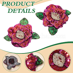 4 pz di applicazioni in tessuto di paillettes a forma di fiore da cucire&nbsp;PATC-MA0001-20B