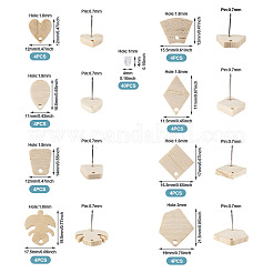 32 шт. 8 стильные серьги-гвоздики из ясеня EJEW-TA0001-16V