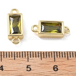 Латунные подвески-соединители из стекла в форме прямоугольника&nbsp;KK-H002-06G-01