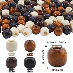 200шт 4 цвета натуральные деревянные бусины WOOD-SC0001-74