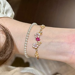 Bracelets à maillons en laiton avec zircone cubique de micro pave&nbsp;WG40F8D-02