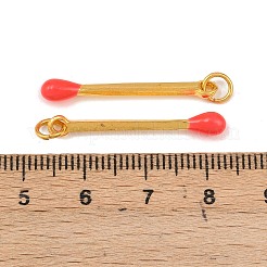 合金エナメルチャーム  丸カン付き  マッチチャーム  ゴールドカラー  クリムゾン  29x4mm  穴：4mm&nbsp;FIND-WH0139-472G-01