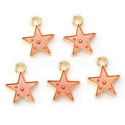 合金エナメルチャーム  スター  ライトゴールド  ライトコーラル  12x10x2mm  穴：1.6mm&nbsp;X-ENAM-S121-028D