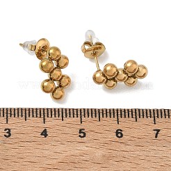 304ステンレススチール製ラウンドボールスタッドピアス  六角  ゴールドカラー  15x10mm&nbsp;SA-CBA5A9C-02G