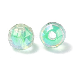 UVメッキ透明アクリルヨーロピアンビーズ  大穴ビーズ  ラウンド  春の緑  13.5x13mm  穴：4mm&nbsp;OACR-F004-03A
