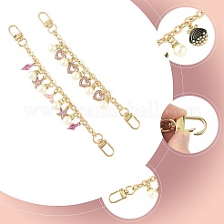 4 шт. 4 стиля сплава страз с акриловыми бусинами-жемчужинами подвеска на тросик цепочка для сумки декоративные цепочки&nbsp;HJEW-FS00060-02