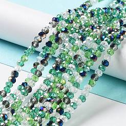 ガラスビーズ連売り  多面カット  ロンデル  濃い緑  4x3mm  穴：0.4mm  約123~127個/連  15.75~16.5インチ（40~42cm）&nbsp;EGLA-A034-M4mm-24