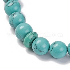 Синтетические бирюзовые бусы стрейч браслеты BJEW-A025-01F