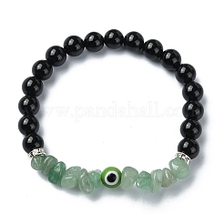 Set di braccialetti elasticizzati con perline di vetro e pietre preziose miste naturali da 4 pz e 4 stili&nbsp;BJEW-TA00450