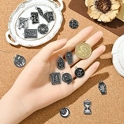 16個16スタイルアロイエナメルペンダント  ブラック  混合図形  18~25.5x11~21.5x1~1.5mm  穴：1.8~2mm  1個/スタイル&nbsp;ENAM-YW0006-25
