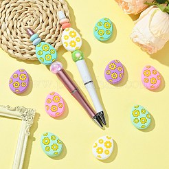 10шт 5-х цветное пасхальное яйцо с цветочными силиконовыми бусинами&nbsp;SIL-CJ0002-64