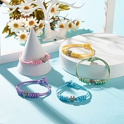 Cuore in lega con braccialetto di cordino con perline parola amore&nbsp;BJEW-JB07856