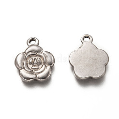 変色しない201ステンレススチールペンダント  花  ステンレス鋼色  19.5x16x3mm  穴：2mm&nbsp;X-STAS-H125-09P