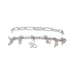 Büroklammer- und Figarokettenarmbänder aus 304er Edelstahl für Damen&nbsp;BJEW-JB12445-04