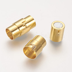 真鍮製ロッキングチューブマグネットクラスプ  コラム  ゴールドカラー  18x10mm  穴：8mm&nbsp;X-KK-Q089-G