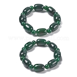 Braccialetti elastici in perline di agata verde onice naturale&nbsp;G-P570-01I