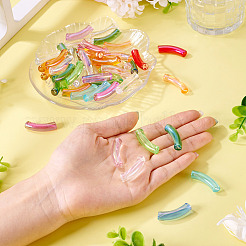 50шт УФ-покрытие прозрачные радужные переливающиеся акриловые бусины&nbsp;OACR-TA0004-19