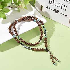 Collana di pietre naturali e sintetiche e perline di legno&nbsp;NJEW-JN03743