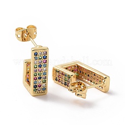 Прямоугольные серьги-гвоздики с кубическим цирконием&nbsp;EJEW-C008-22G-02