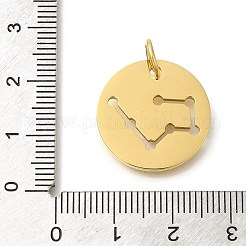 イオンプレーティング（IP）304ステンレスペンダント  丸カン付き  レーザー切断  フラットラウンド、星座チャーム付き  18KGP本金メッキ  牡牛座  20x1.5mm  穴：5mm&nbsp;STAS-M074-02D-G