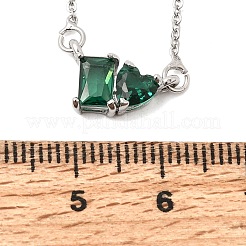 Collane con catena a maglie e ciondolo rettangolare e a cuore in ottone con pavé di zirconi cubici&nbsp;LS-KK-CBAB173-04P-09
