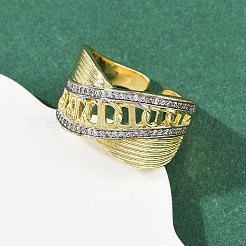 Латунные микро проложить манжеты кольца кубического циркония RJEW-D326-10G