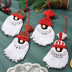 Decorazioni natalizie fatte a mano in macramè di cotone intrecciato con filo di Babbo Natale&nbsp;HJEW-JM02455