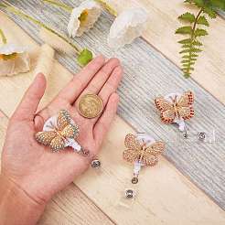 Бабочка со стразами значок катушка&nbsp;AJEW-SZ0001-67